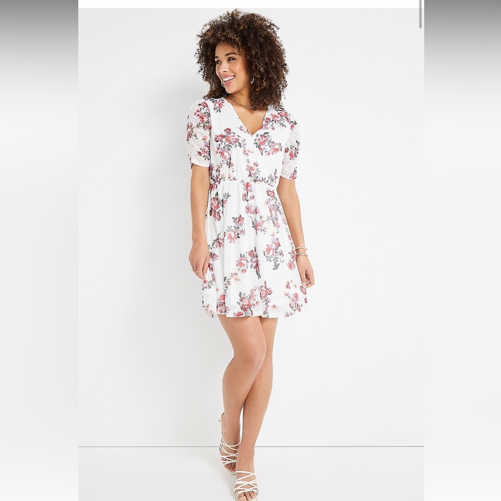 Maurice’s Floral Mesh Mini Dress Wedding Guest Spring Date Night Size XS